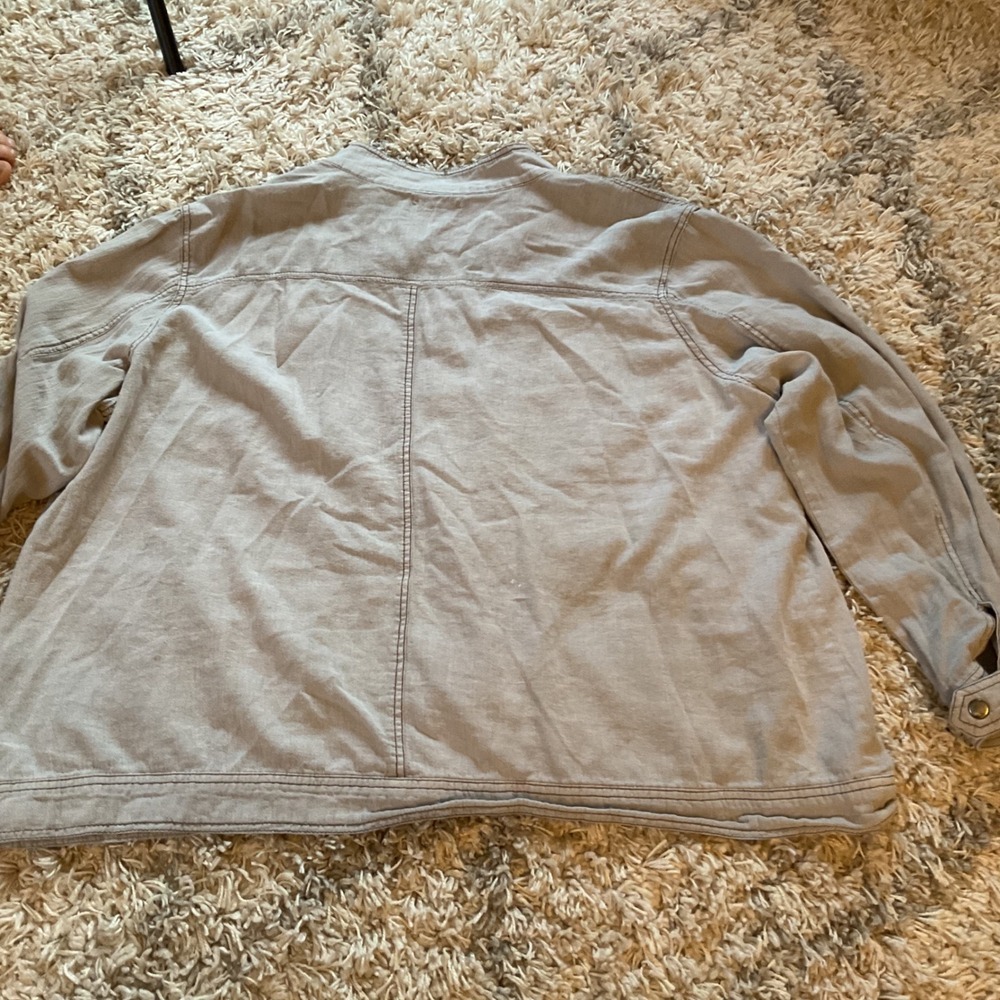 Maurices Womens Grey Linen Blend Full Zip Utility Jacket Mock Neck Size 3 Plus - Picture 8 of 15